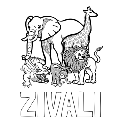 Online izdelana pobarvanka - Pobarvanka imena ŽIVALI in pobarvanka živali iz živalskega vrta