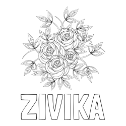 Online izdelana pobarvanka - Pobarvanka imena ŽIVIKA in pobarvanka šopka vrtnic