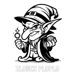 Pobarvanka imena ZLOBEN PLOPLO in pobarvanka strašnega škrata z zlobnim nasmehom