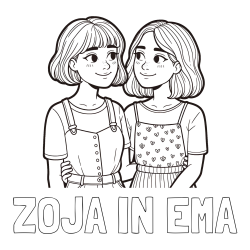 Online izdelana pobarvanka - Pobarvanka imena ZOJA IN EMA in pobarvanka dveh najboljših prijateljic