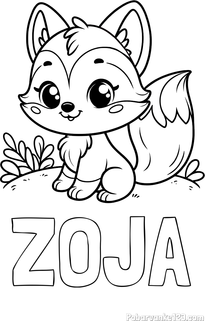 Pobarvanka imena ZOJA in pobarvanka lisičke