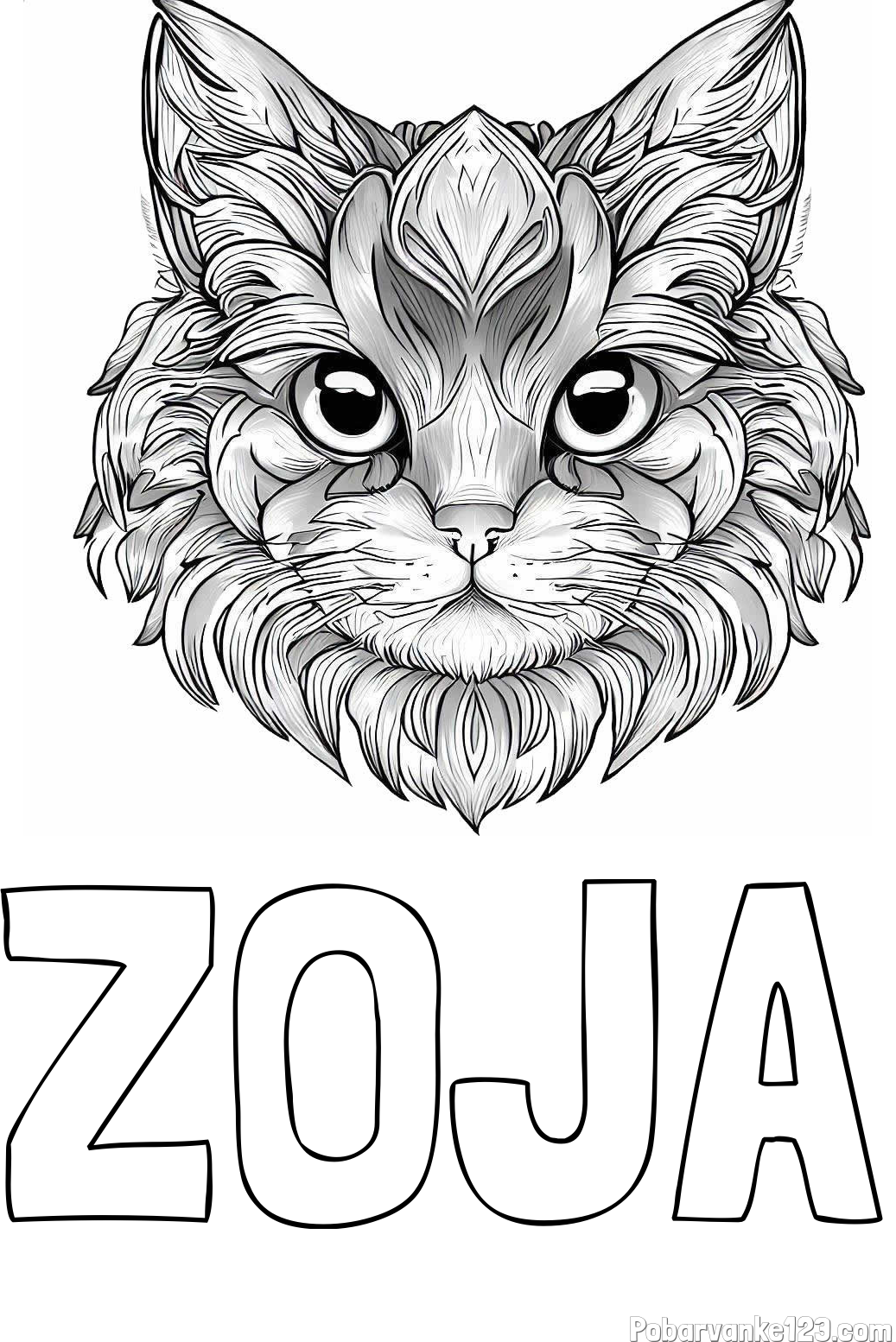 Pobarvanka imena ZOJA in pobarvanka mačke