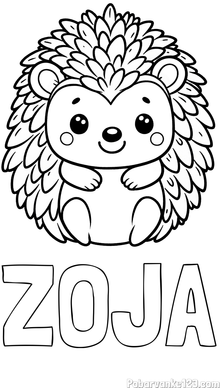 Pobarvanka imena ZOJA in pobarvanka prikupnega ježa