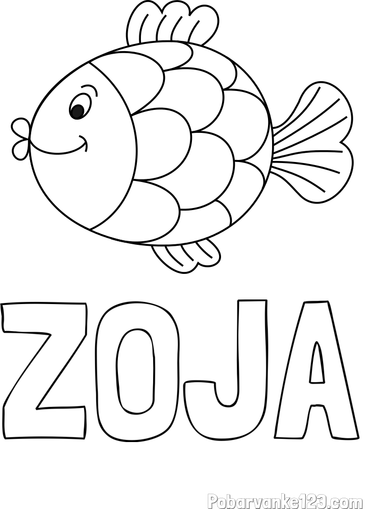 Pobarvanka imena ZOJA in pobarvanka ribice