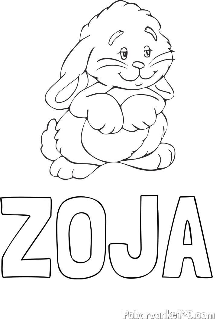 Pobarvanka imena ZOJA in pobarvanka zajčka