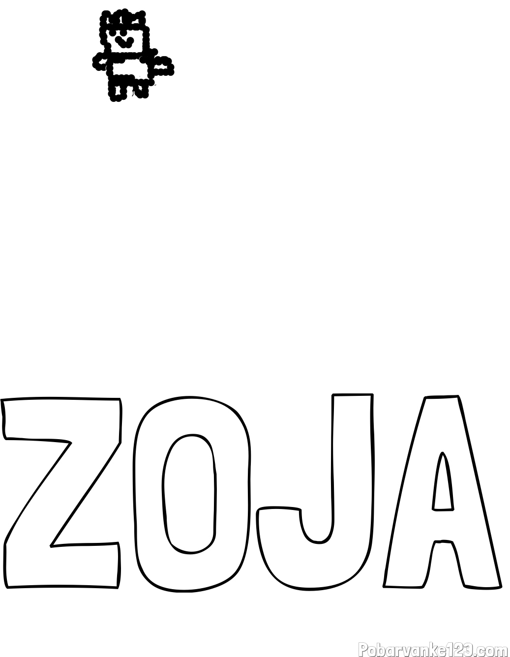 Pobarvanka imena ZOJA in samorog
