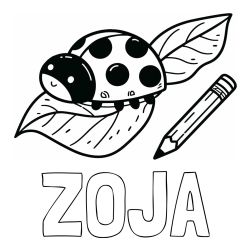 Pobarvanka imena ZOJA ter pikapolonice