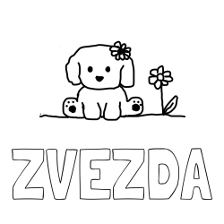 Online izdelana pobarvanka - Pobarvanka imena ZVEZDA in KUŽIKA