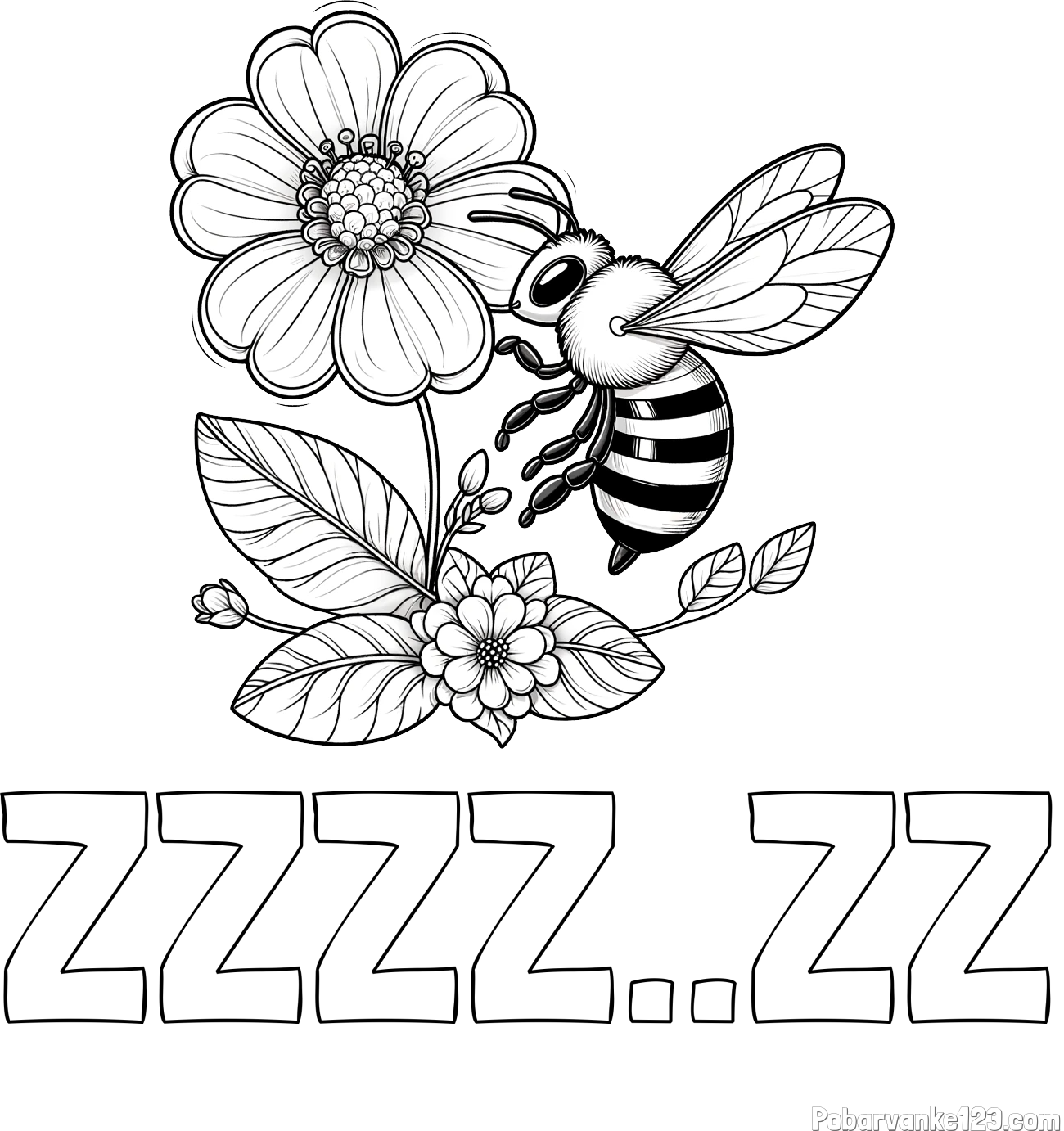 Pobarvanka imena ZZZZ..ZZ in otroška pobarvanka čebelice in rožice