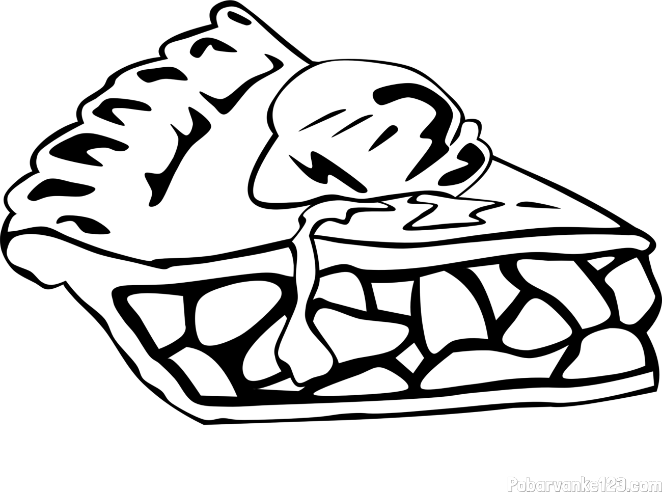 Pobarvanka jabolčne pite s kepico sladoleda