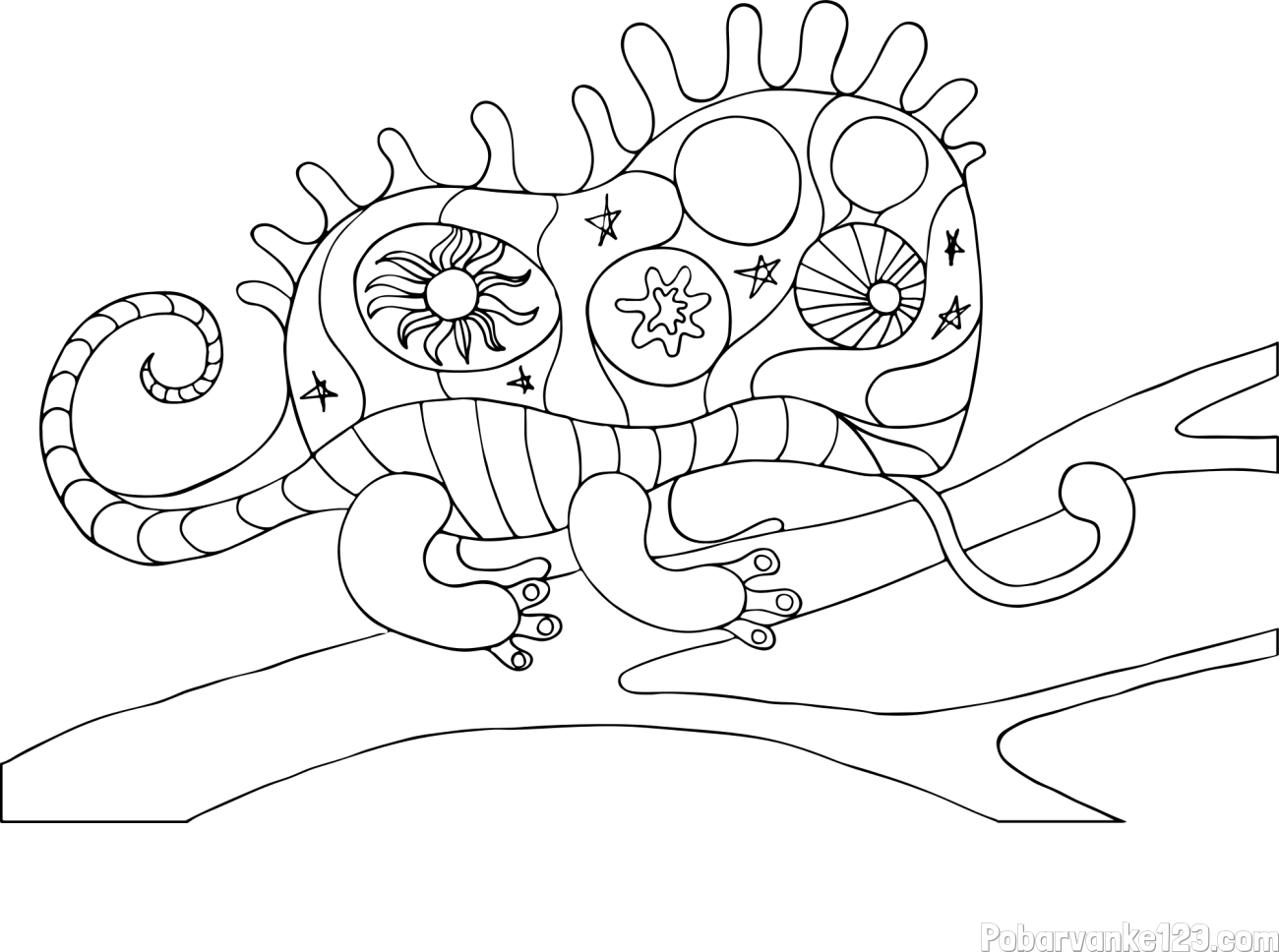 Pobarvanka kameleona  mandale