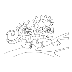 Pobarvanka kameleona  mandale