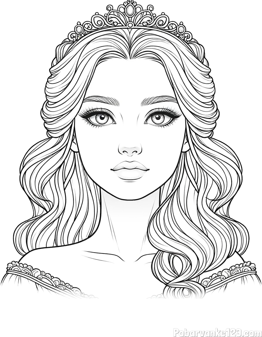 Pobarvanka ljubke princese s krono