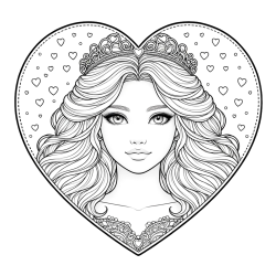 Pobarvanka ljubke princese v srčku