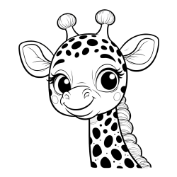 Pobarvanka ljubke žirafe z velikimi očmi