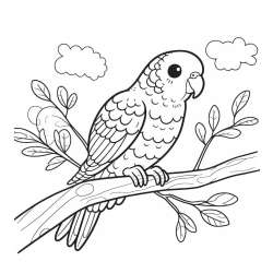 Pobarvanka ljubkega kanarčka na veji