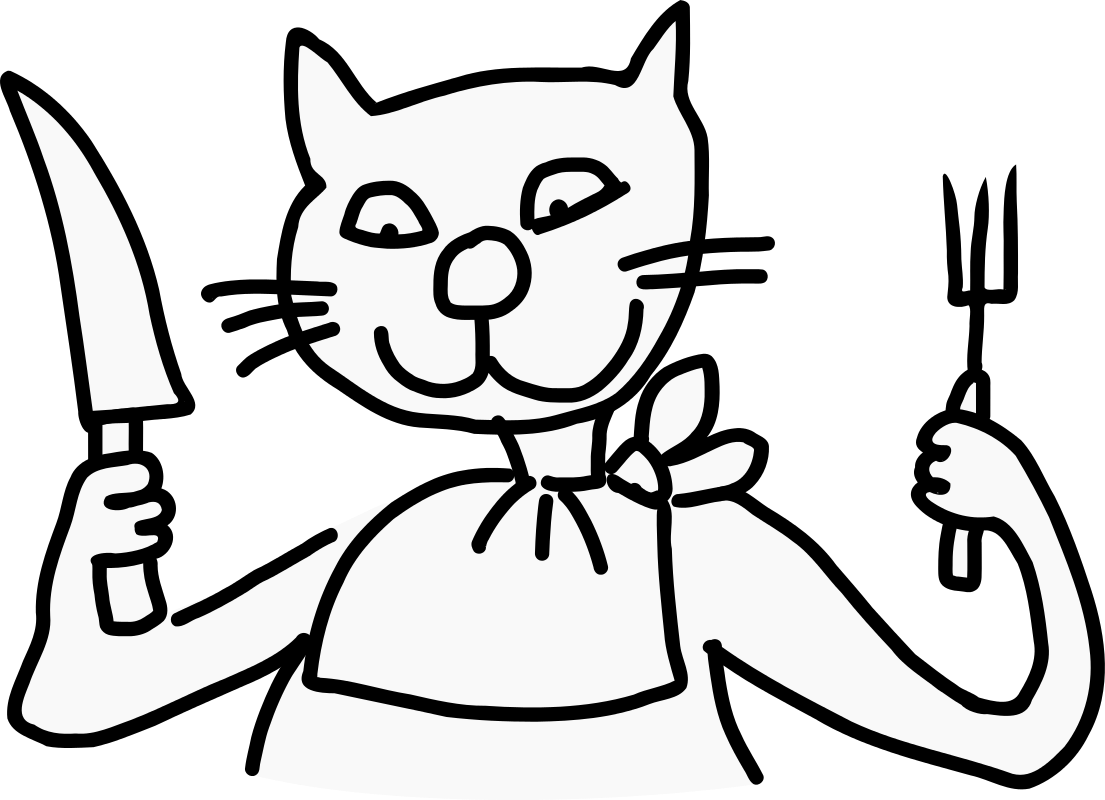 Pobarvanka mačke pri kosilu