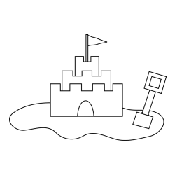 Pobarvanka peščenega gradu z lopatico