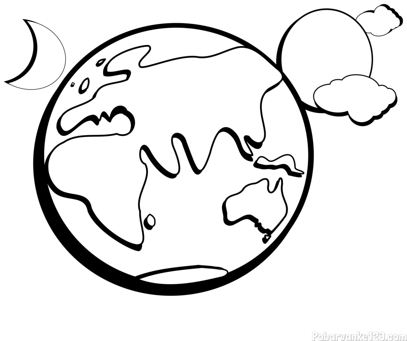 Pobarvanka planeta Zemlje, lune ter sonca