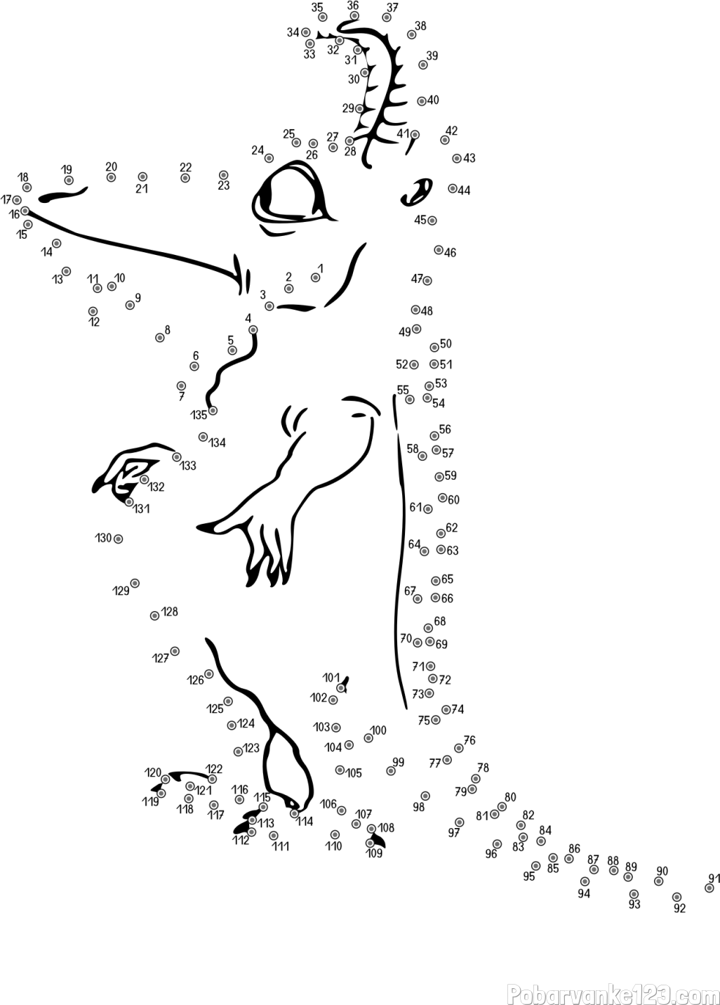 Pobarvanka pošasti - poveži številke