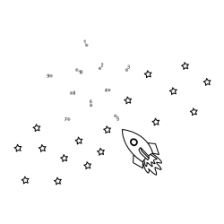 Pobarvanka poveži številke - vesoljska tematika