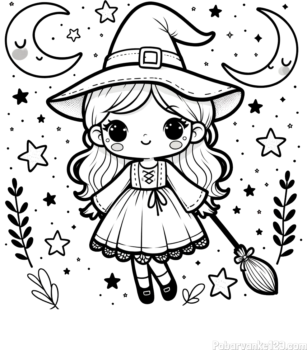 Pobarvanka prikupne čarovnice