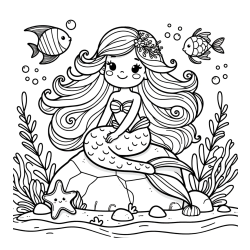 Pobarvanka prikupne male morske deklice