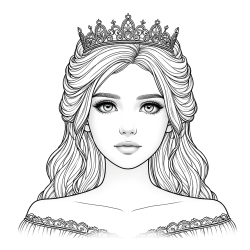 Pobarvanka prikupne princeske s čudovitimi očmi