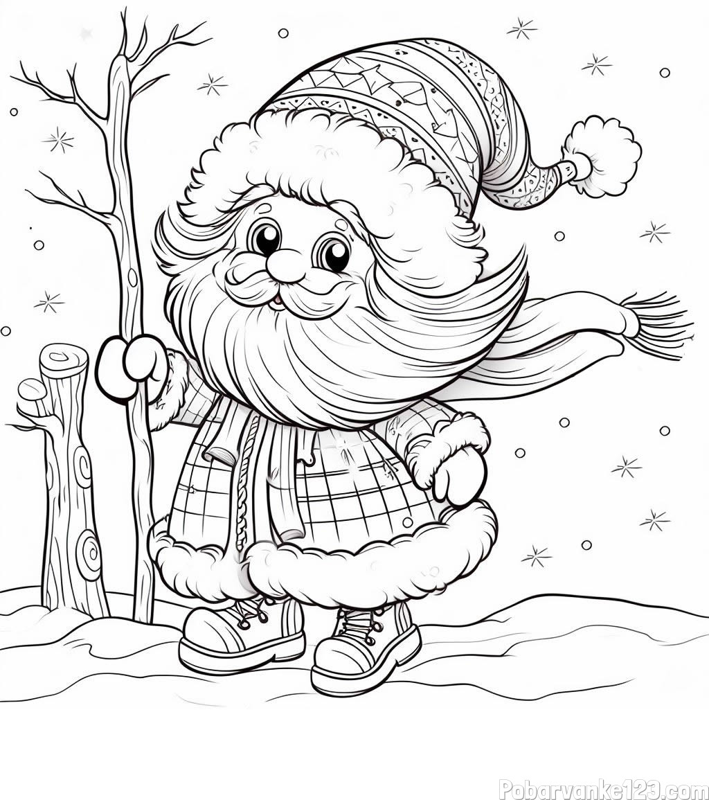 Pobarvanka prikupnega Dedka Mraza