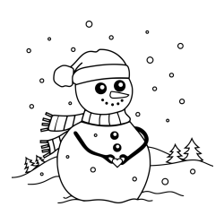 Pobarvanka prikupnega snežaka