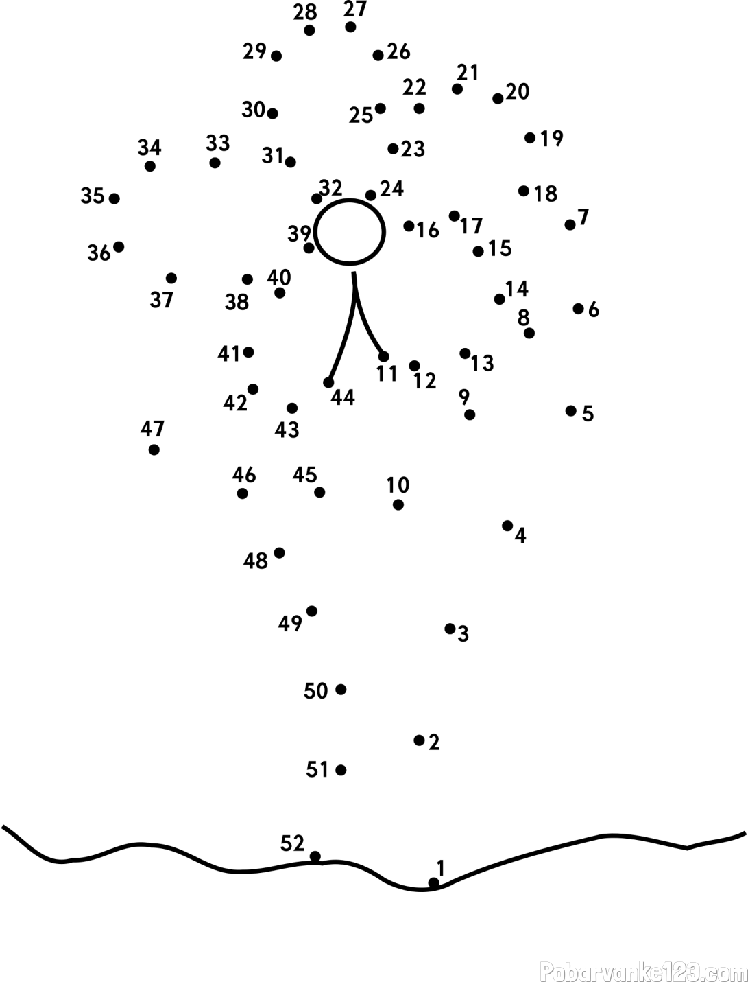 Pobarvanka rože - poveži številke