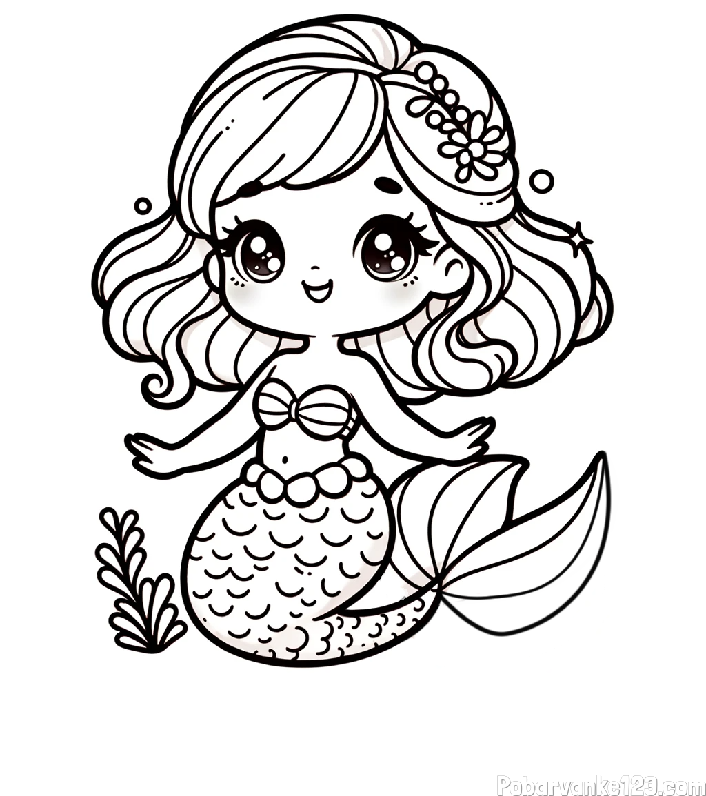 Pobarvanka simpatične morske deklice