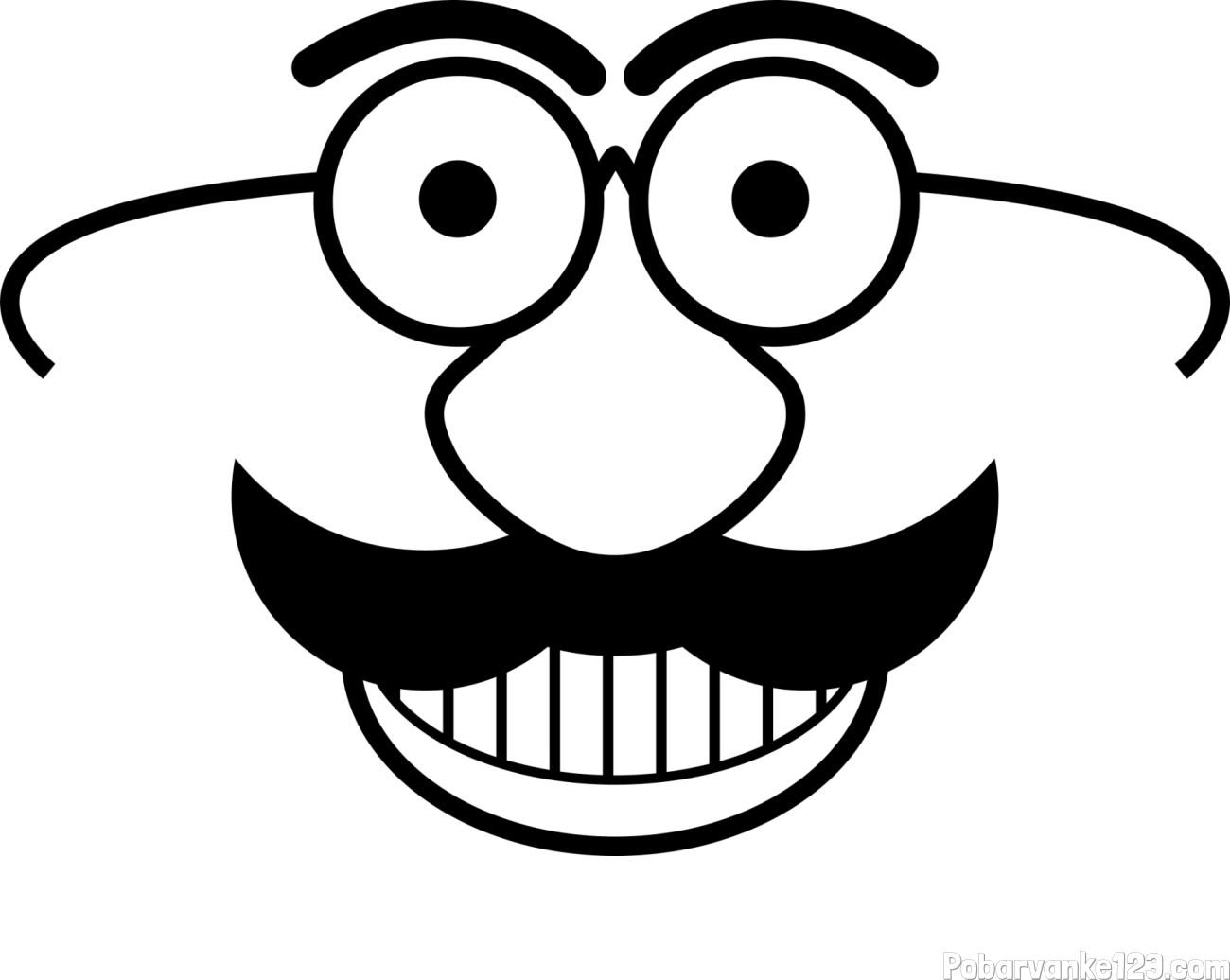 Pobarvanka smeška z brki in očali