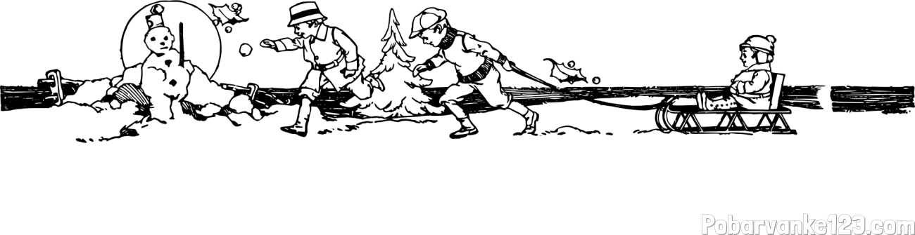 Pobarvanka snežaka in igre otrok na snegu