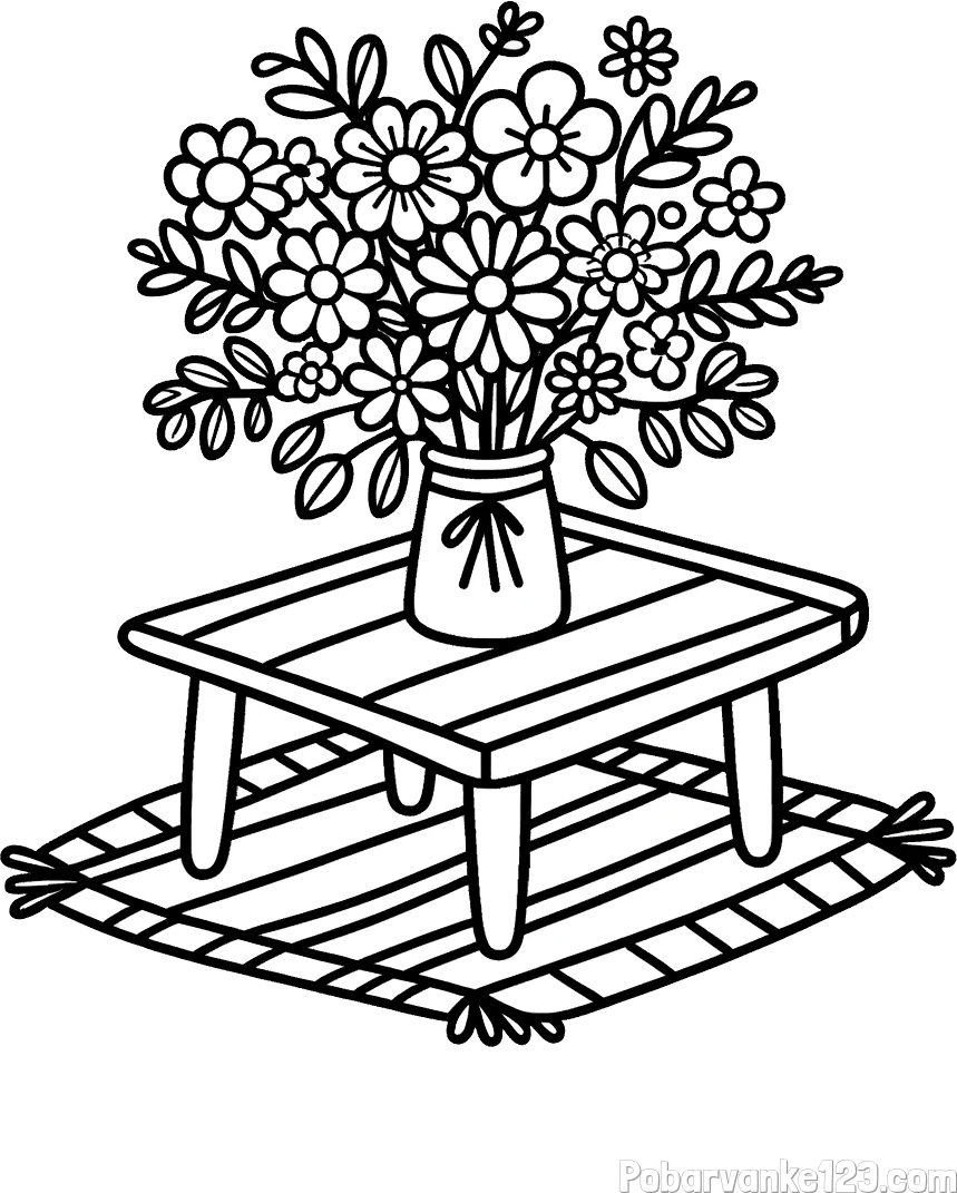 Pobarvanka šopka rož na mizi