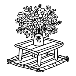 Pobarvanka šopka rož na mizi