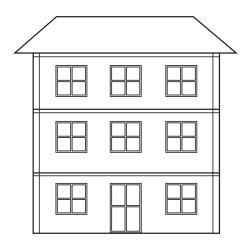 Pobarvanka stare dvonadstropne hiše