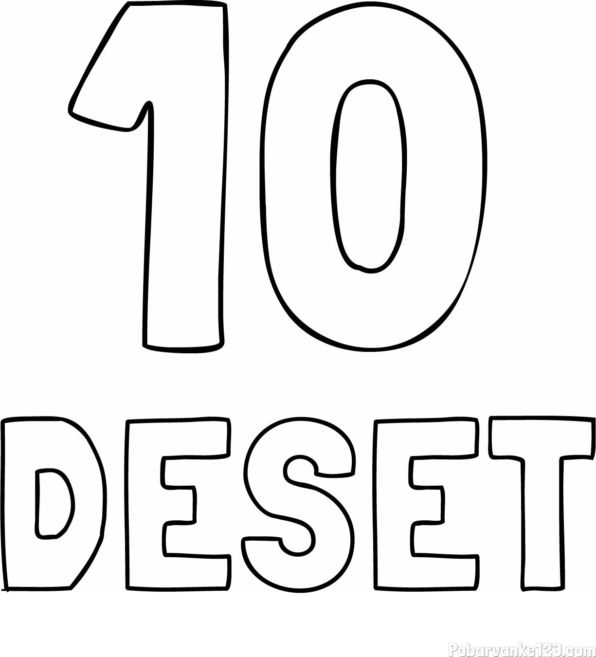 Pobarvanka števila deset z zapisom imena