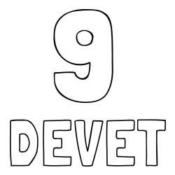 Pobarvanka števila devet z zapisom imena