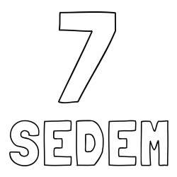 Pobarvanka števila sedem z zapisom imena