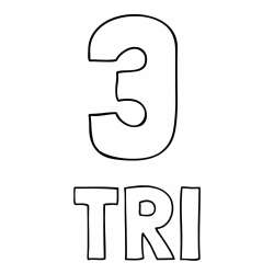 Pobarvanka števila tri z zapisom imena