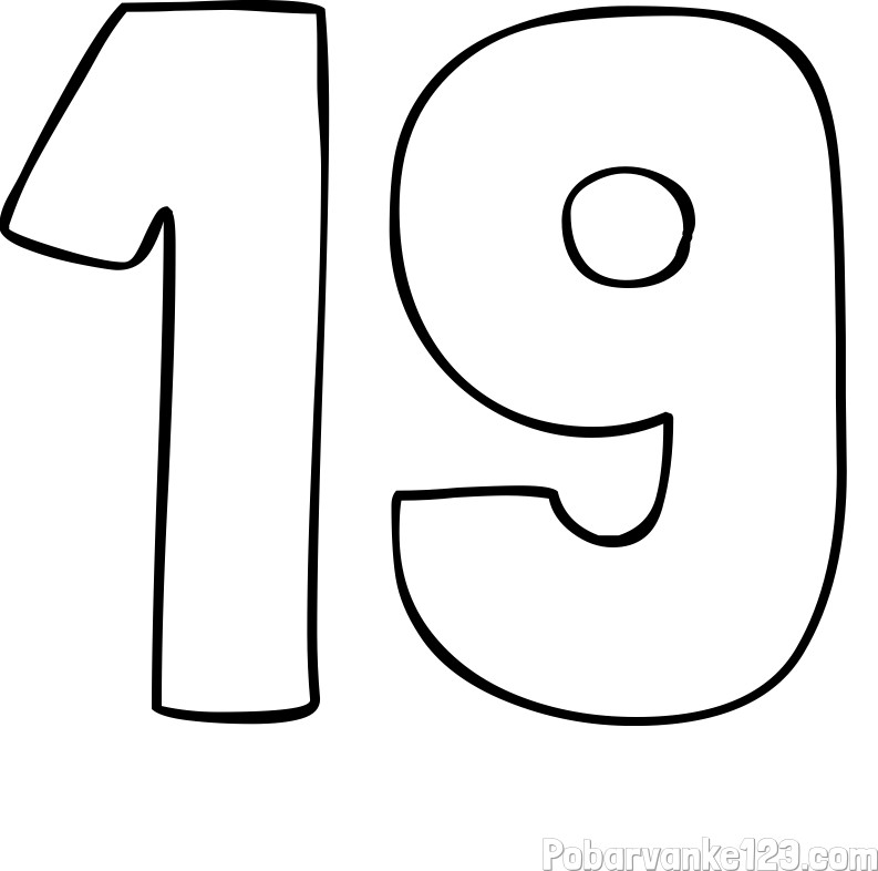 Pobarvanka številke devetnajst (19)