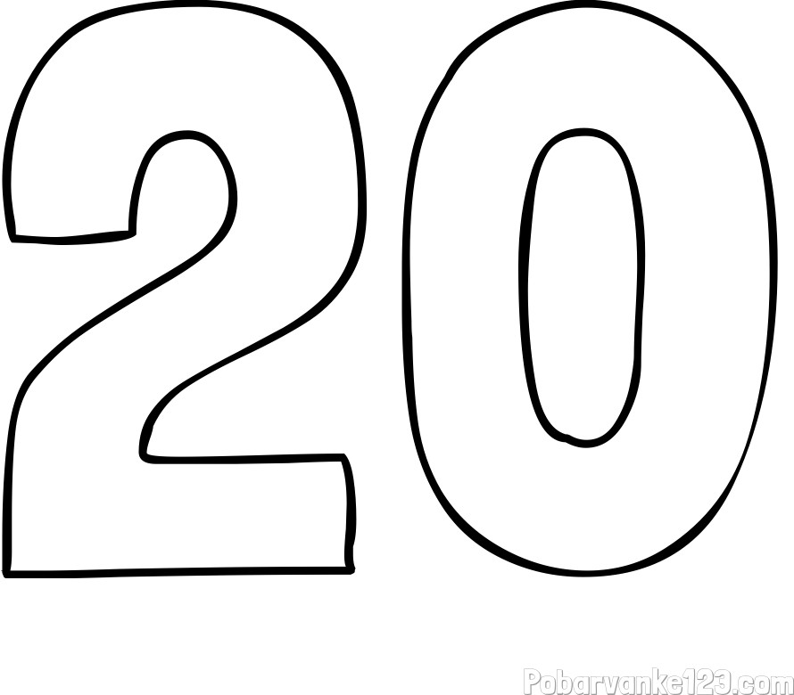 Pobarvanka številke dvajset (20)