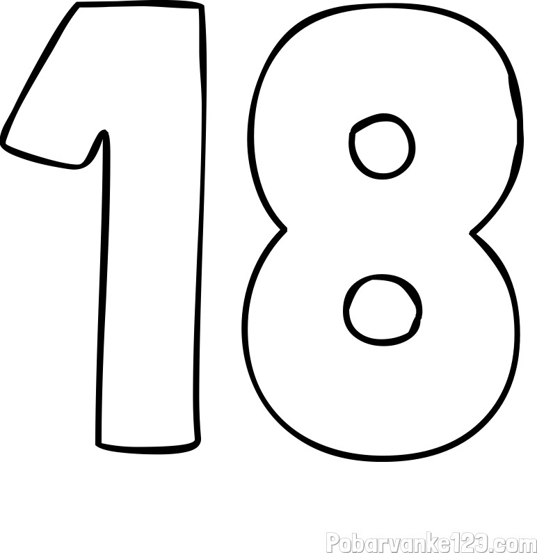 Pobarvanka številke osemnajst (18)