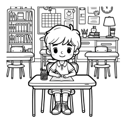 Pobarvanka učenca v učilnici