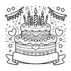 Pobarvanka velike torte za rojstni dan