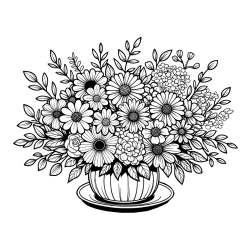 Pobarvanka velikega šopka rož