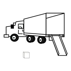 Pobarvanka velikega tovornjaka pri nakladanju