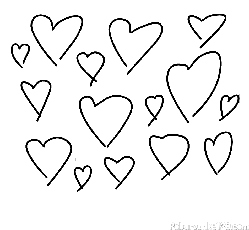 Pobarvanka veliko srčkov