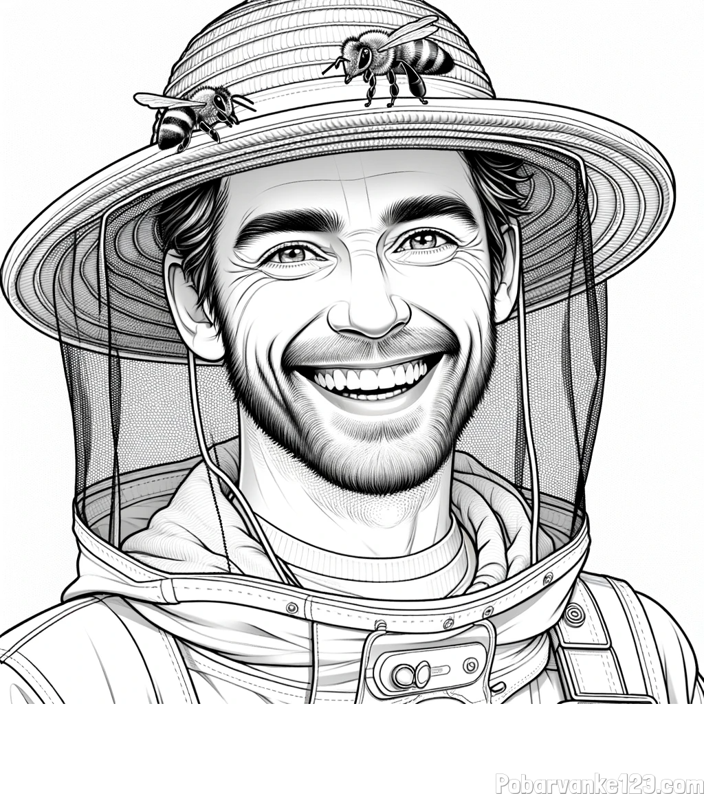 Pobarvanka veselega čebelarja